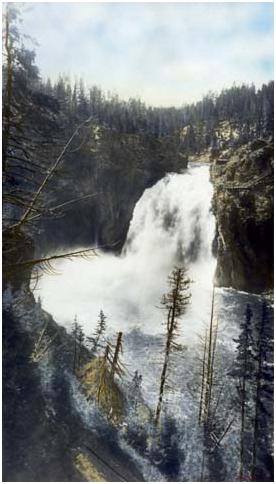 Upper Falls of the Yellowstone River, Colored Photo by J.E. Stimson, Courtesy of the Wyoming State Archives